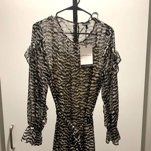 Who What Wear Sheer Animal Print Dress